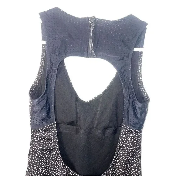Nike Women's One Piece Swimsuit L Black Water Dots Keyhole Back - Picture 6 of 7